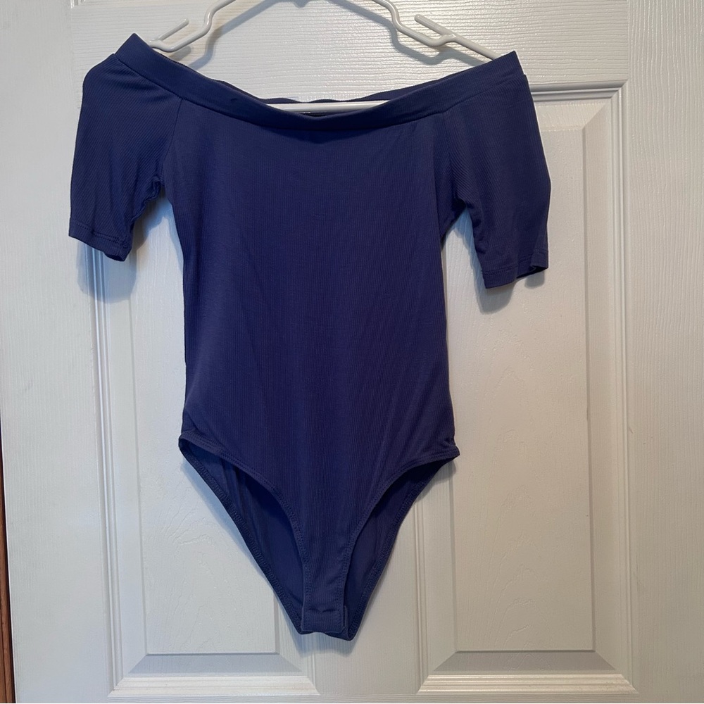 Ambiance Off-Shoulder Navy Bodysuit